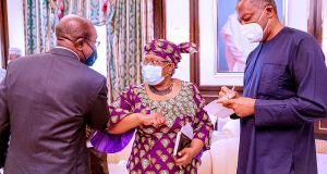 Okonjo-Iweala visits Buhari at Aso Rock villa (Photos)