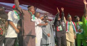 Afenifere leader Pa Ayo Adebanjo appears at Peter Obi’s Ibadan rally