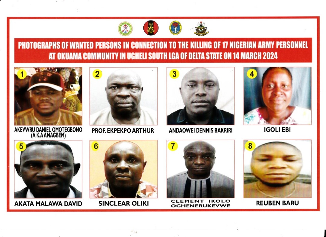 Army declares Prof, 7 others wanted for killing soldiers in Delta