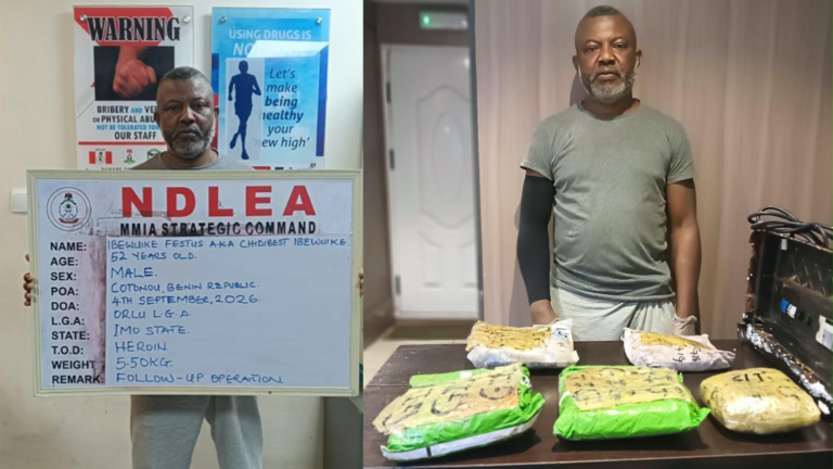 NDLEA arrest runaway drug kingpin, Festus Chidi Ibewuike with 49.70kg heroin