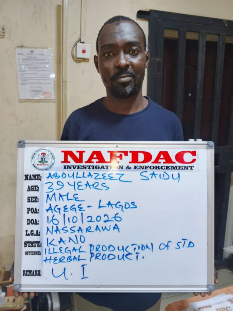 NAFDAC Uncovers Illegal Herbal Product Factory in Lagos, Arrests Manager